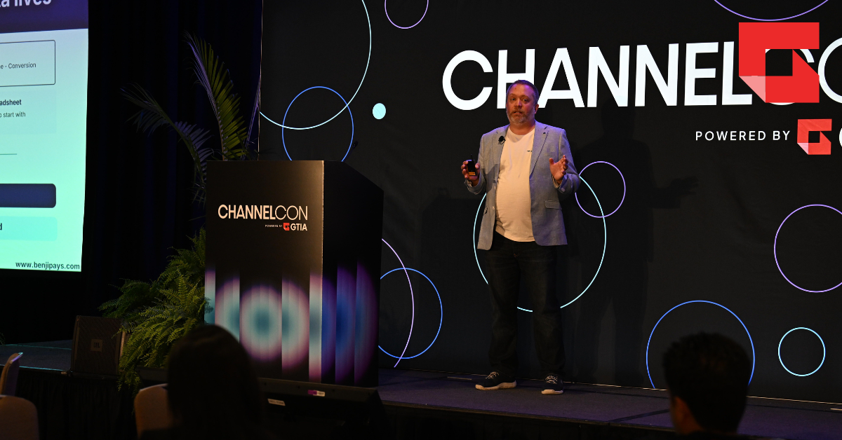 Adam Crandall, CEO and founder of Benji Pays speaks at ChannelCon 2026 in San Diego